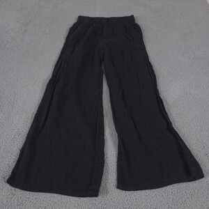 Sigrid Olsen Pants Women S Black Wide Leg Flare Linen Elastic Waist High Rise